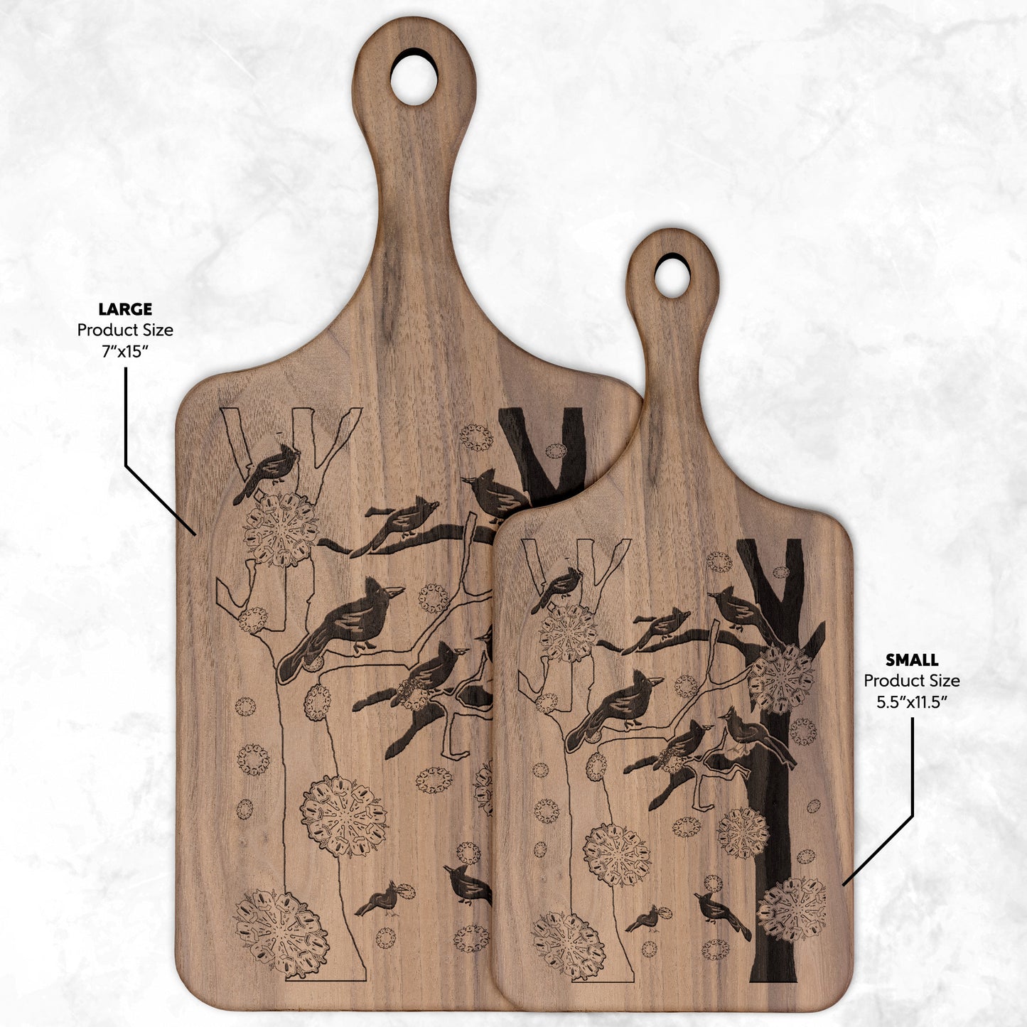 Cardinals In The Winter Snow Paddle Cutting Board