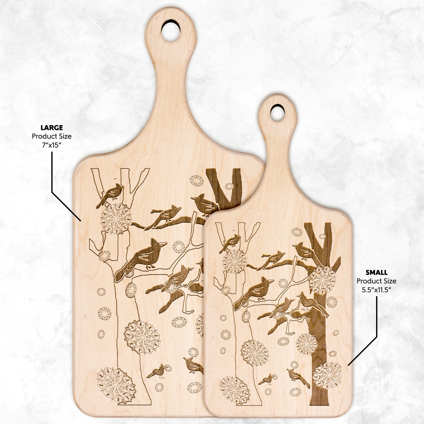 Cardinals In The Winter Snow Paddle Cutting Board