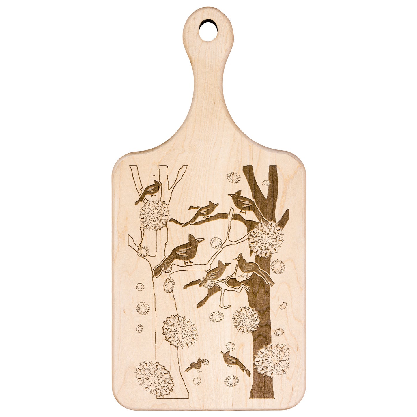Cardinals In The Winter Snow Paddle Cutting Board
