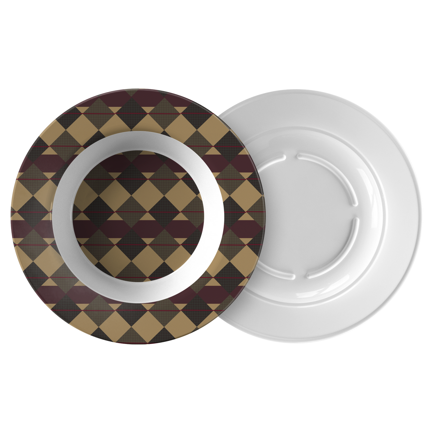 Checkered_Brown_Plaid_Argyle_Dinner_Bowl_Flat_Combo_Mockup.png