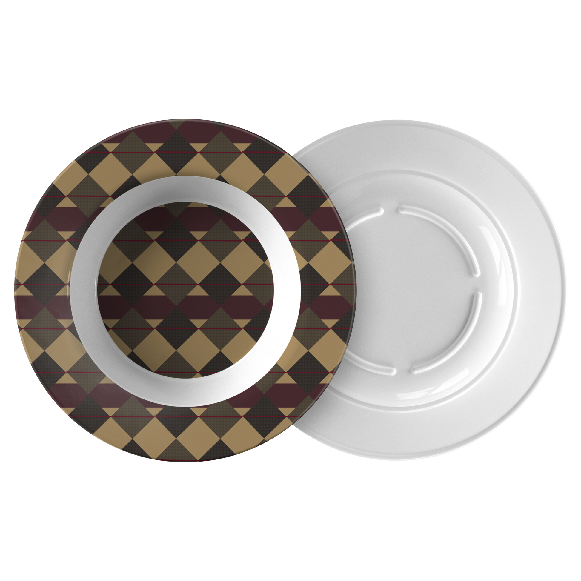 Checkered_Brown_Plaid_Argyle_Dinner_Bowl_Flat_Combo_Mockup.png