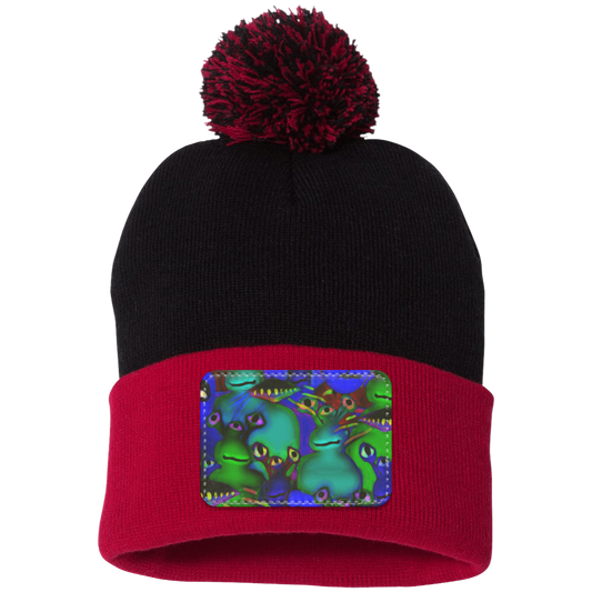 Aliens Collage  Pom Pom Knit Cap