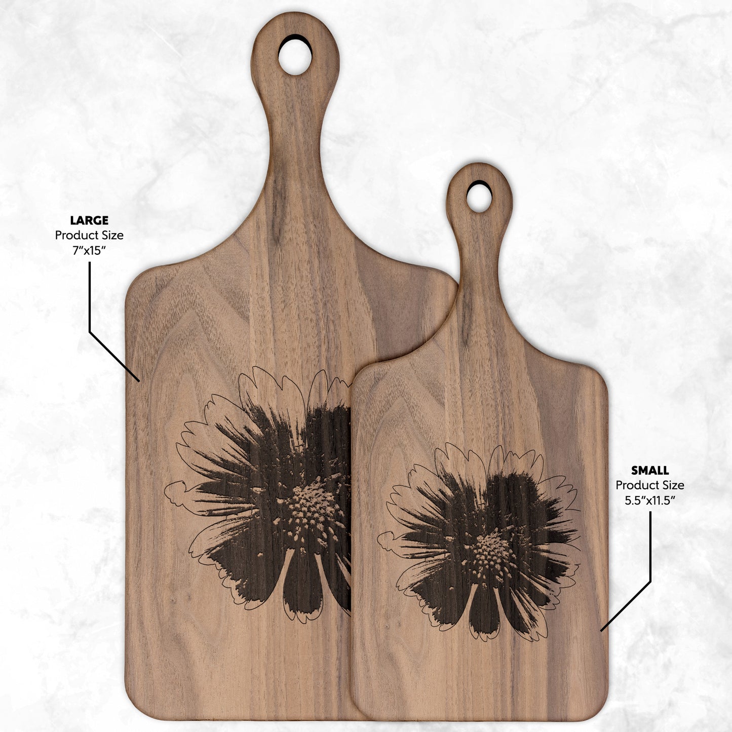 Gaillardia Wooden Paddle Cutting Board