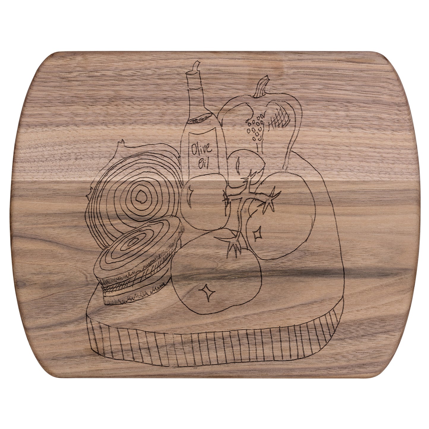 Olive Oil and Veg Tray Oval Hardwood Cutting Board