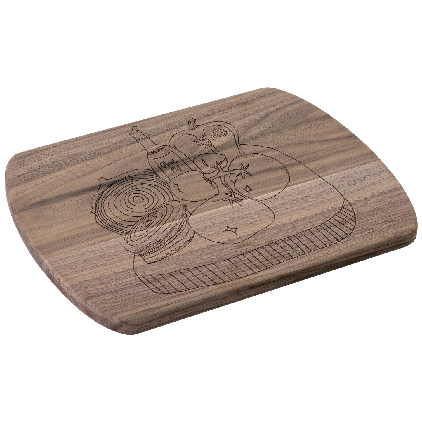 Olive Oil and Veg Tray Oval Hardwood Cutting Board