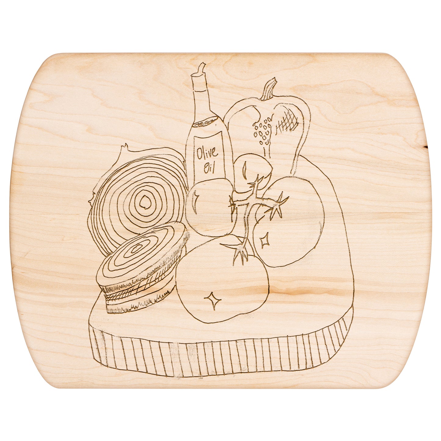Olive Oil and Veg Tray Oval Hardwood Cutting Board