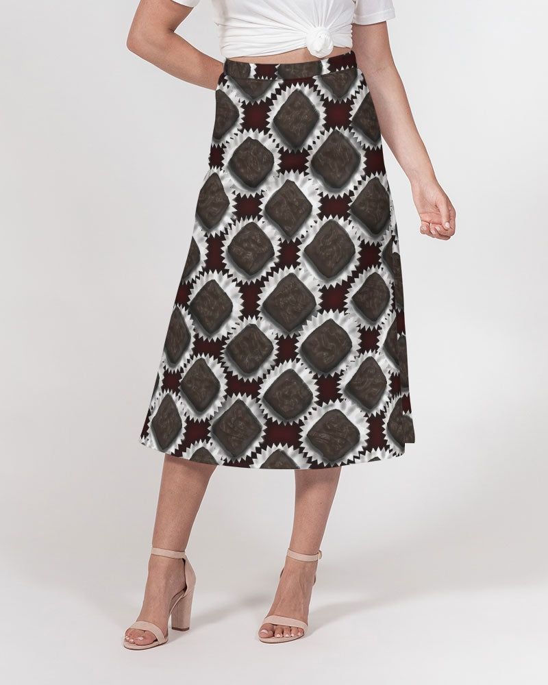 Box of Chocolates Women's All-Over Print A-Line Midi Skirt