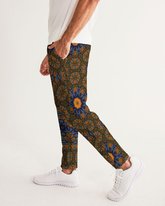 Blue and Yellow Sketch Kaleidoscope  Men's All-Over Print Joggers
