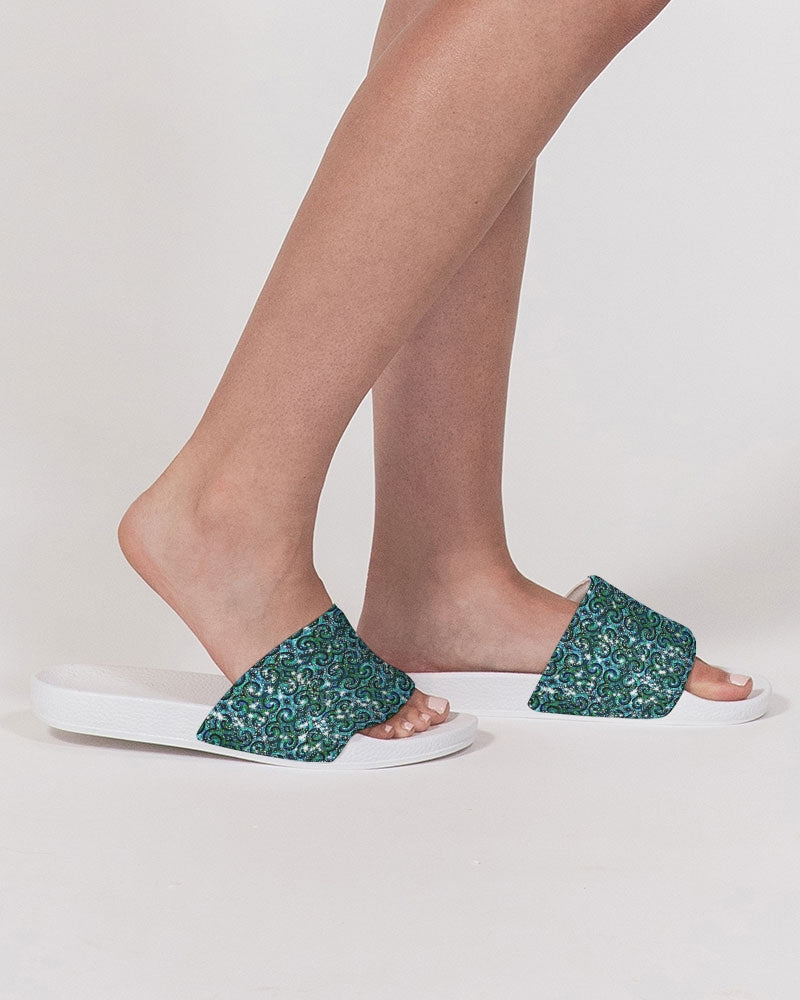 Blue Ice Sparkle Swirl Women's Slide Sandal
