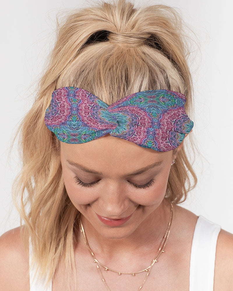 Blue Red Snowflake Kaleidoscope Twist Knot Headband Set