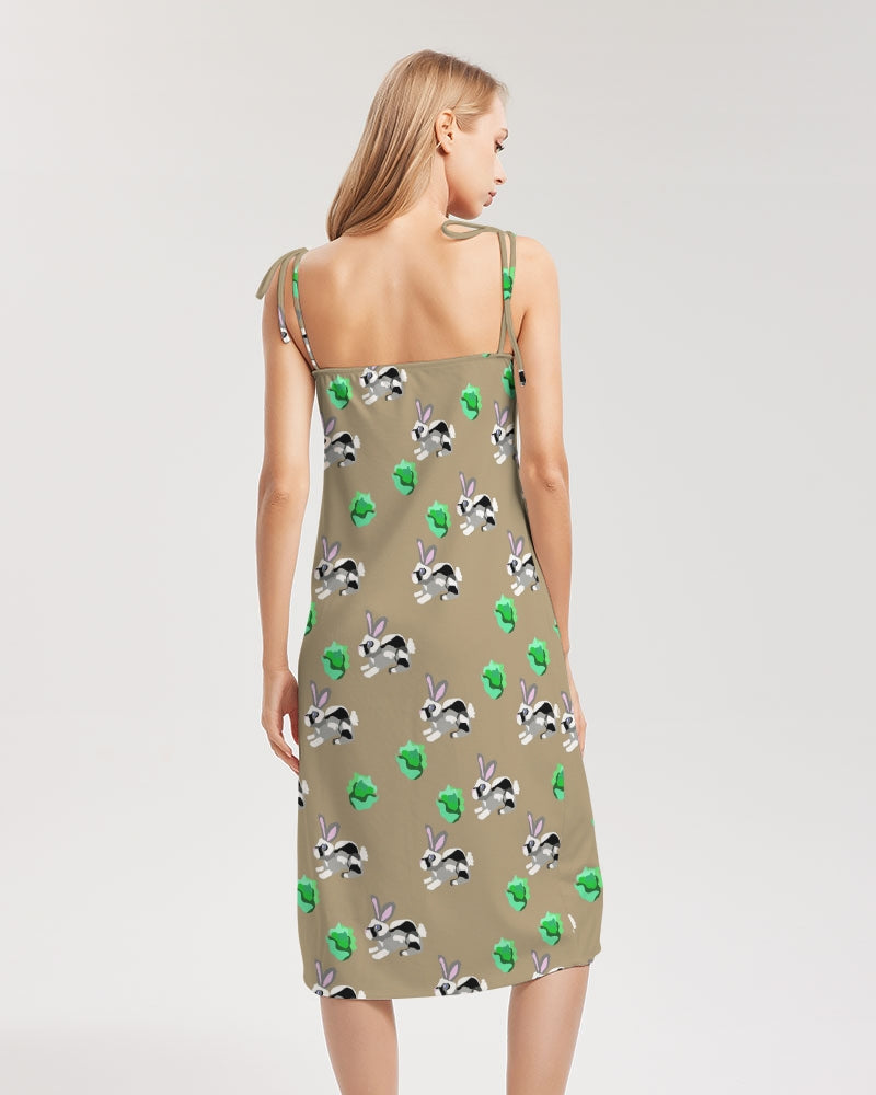 Bunnies Pattern Women's All-Over Print Tie Strap Split Dress
