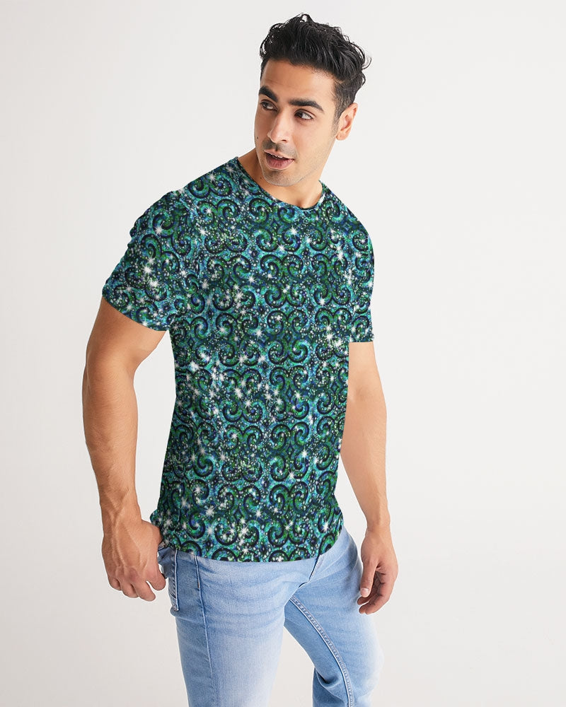 Blue Ice Sparkle Swirl Men's All-Over Print Tee