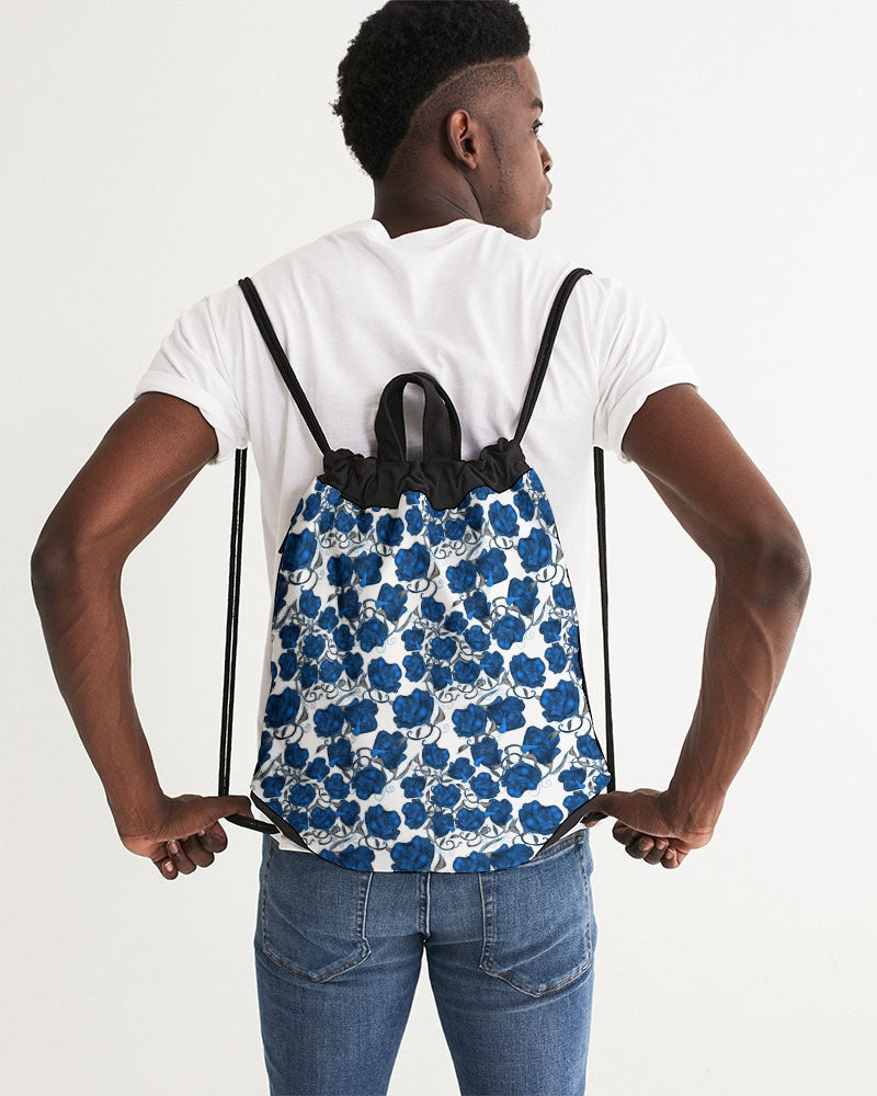 Blue Roses Canvas Drawstring Bag