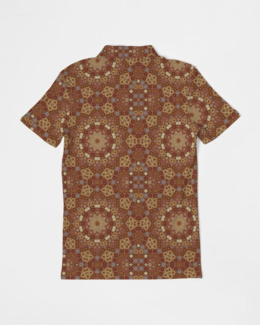 Checkered Star Geometry Men's All-Over Print Slim Fit Short Sleeve Polo
