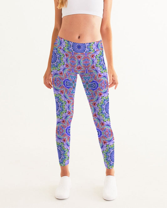 Blue Red Kaleidoscope Women's All-Over Print Yoga Pants