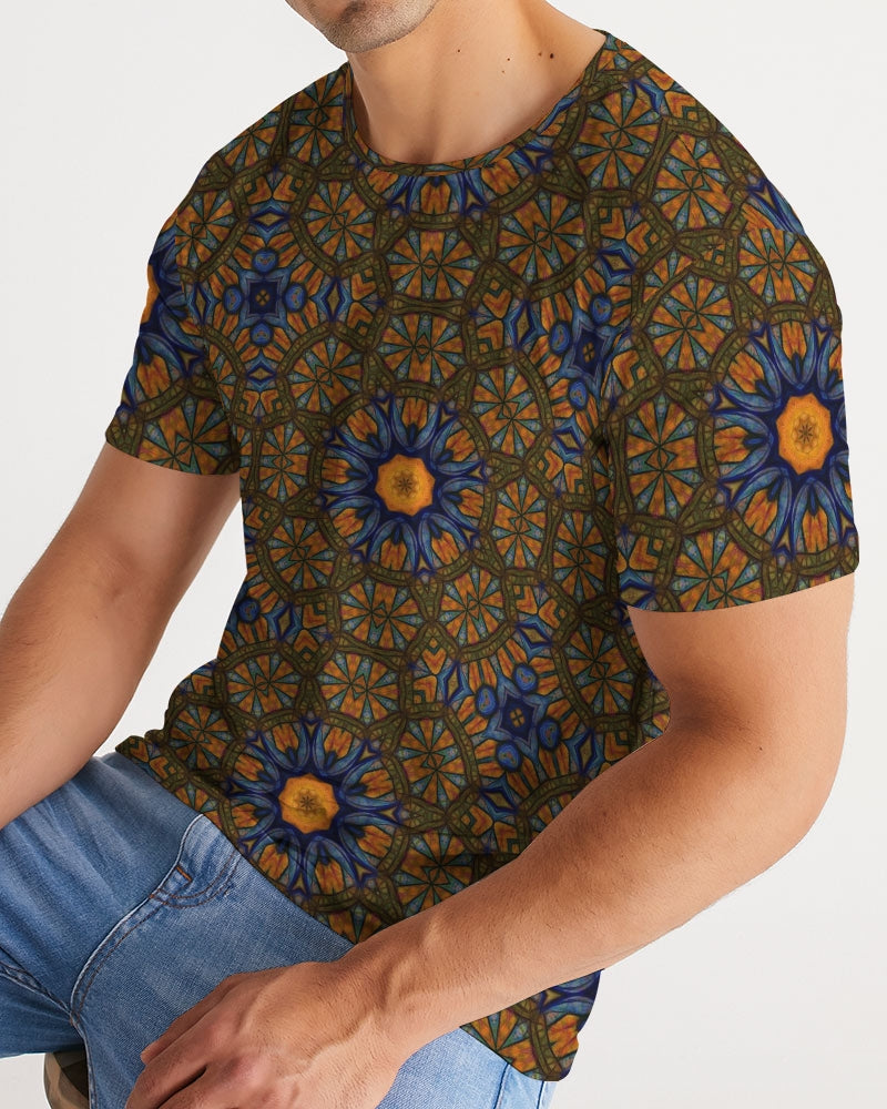 Blue and Yellow Sketch Kaleidoscope  Men's All-Over Print Tee