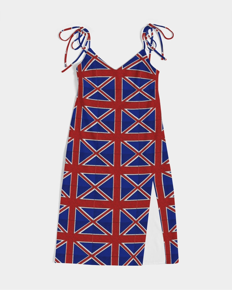 British Flag Pattern Women's All-Over Print Tie Strap Split Dress