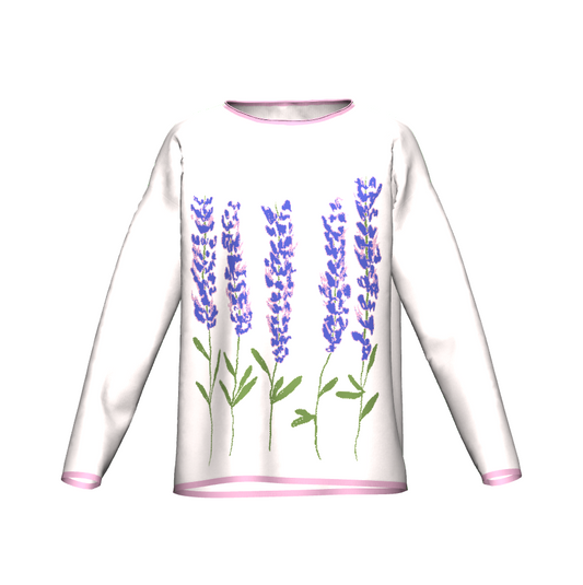 Lavender Flowers Drawing Sweater