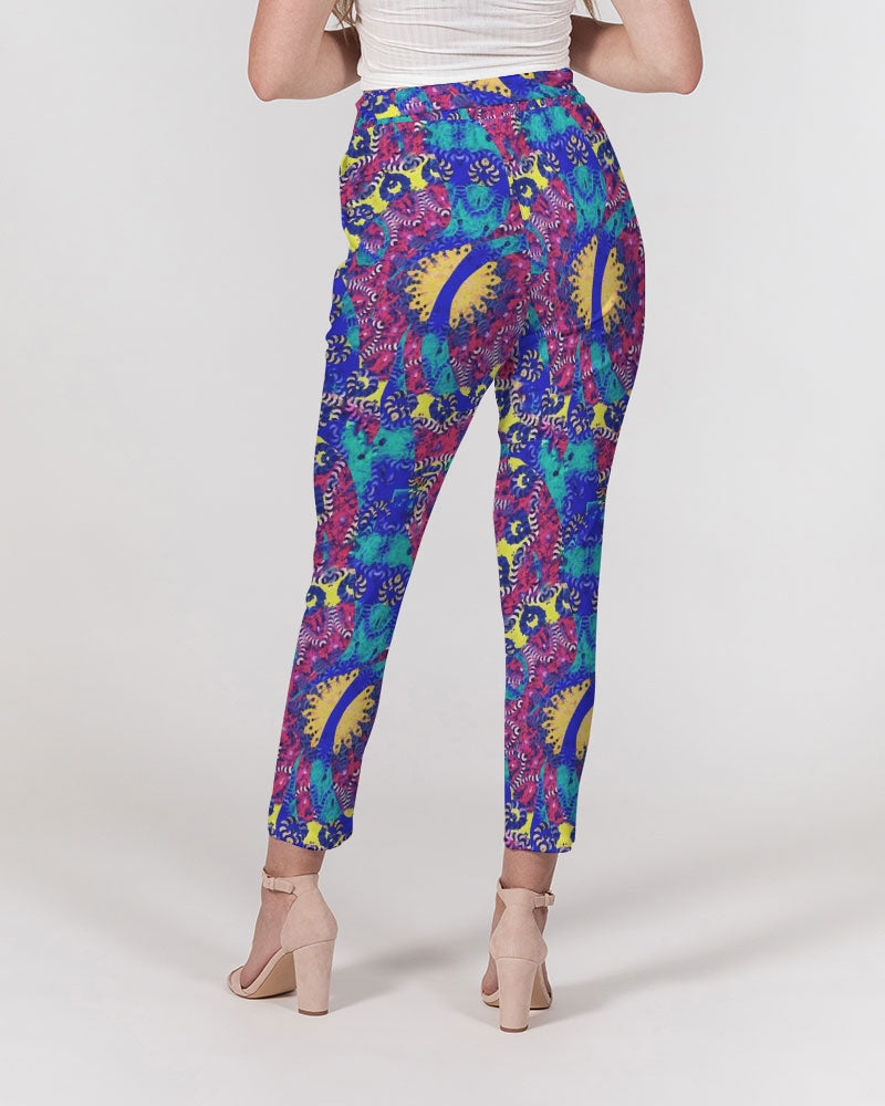 Caribbean Grafitti Women's All-Over Print Belted Tapered Pants