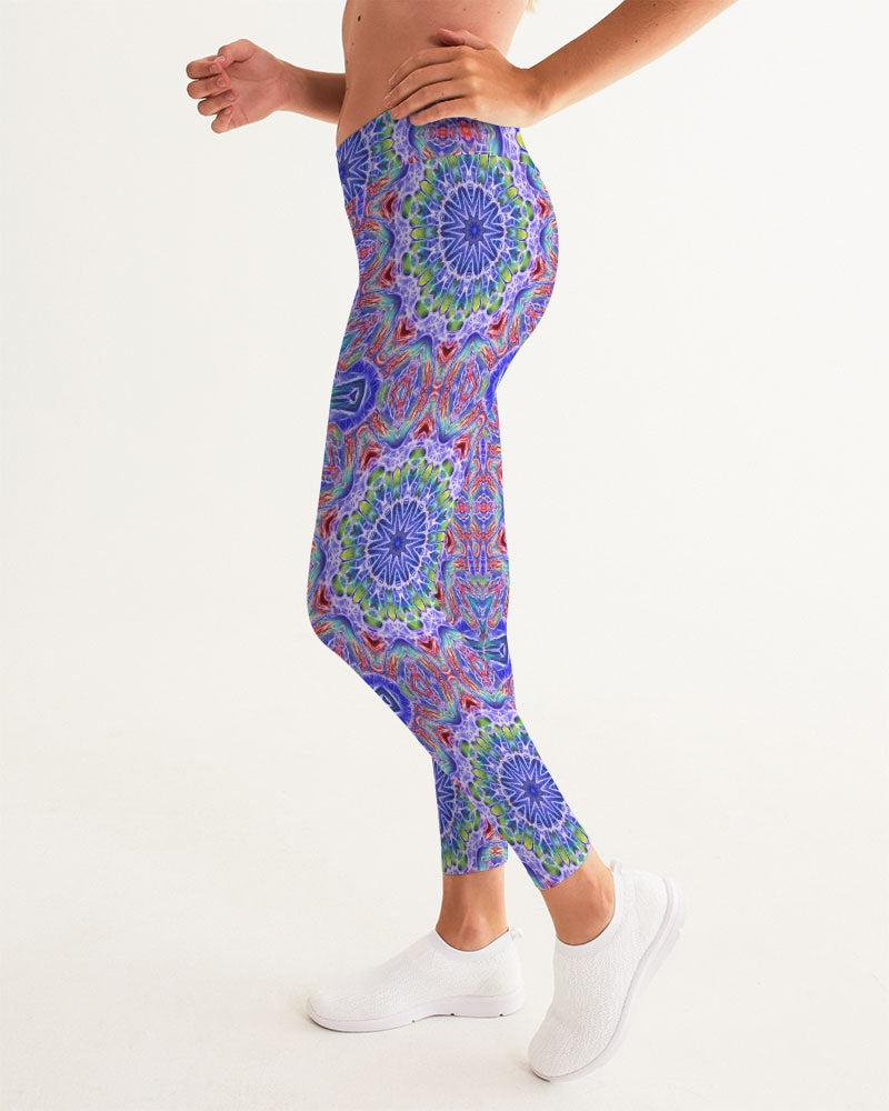 Blue Red Kaleidoscope Women's All-Over Print Yoga Pants