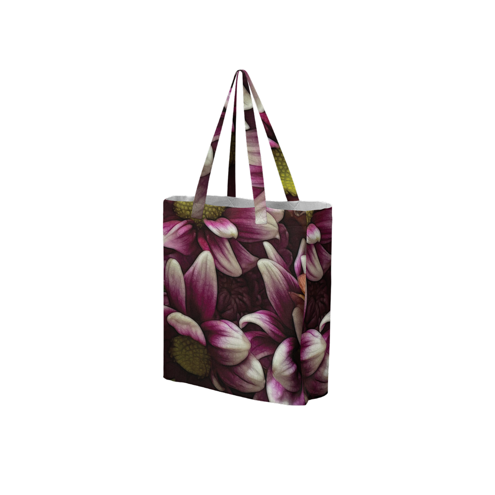 October Flowers 7 Large City Tote Bag Lined with Inside Pocket – Linen Like Fabric