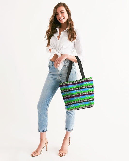 Coffee Morning Pattern Canvas Zip Tote