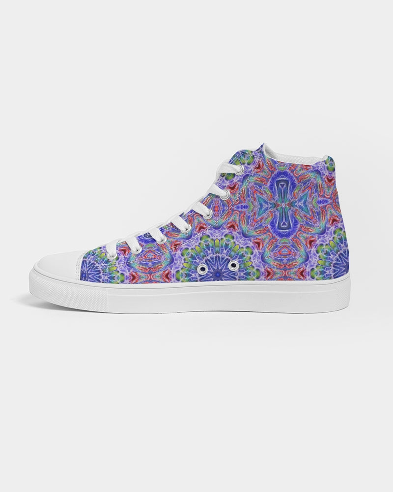 Blue Red Kaleidoscope Women's Hightop Canvas Shoe