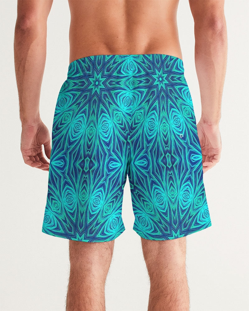 Blue Ice Kaleidoscope Men's All-Over Print Swim Trunk