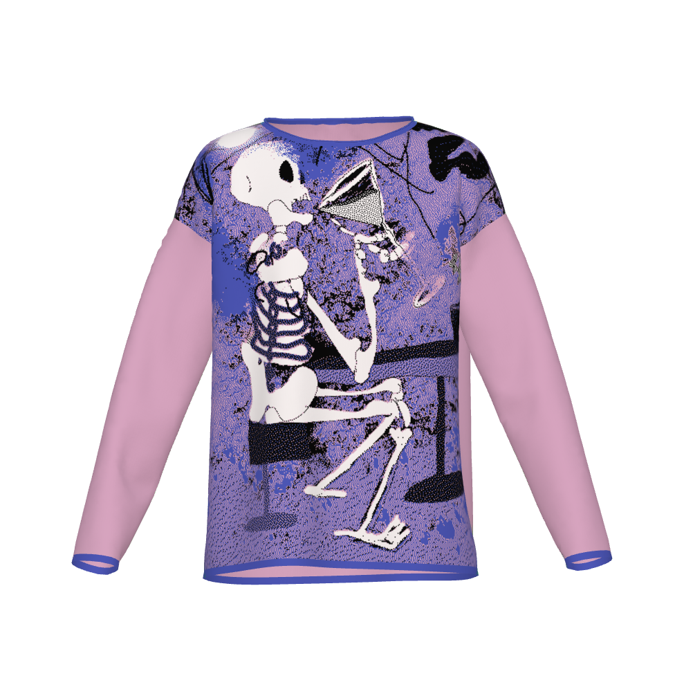 Skeleton Sipping Margarita Knit Sweater
