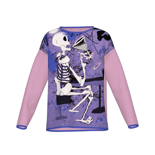 Skeleton Sipping Margarita Knit Sweater