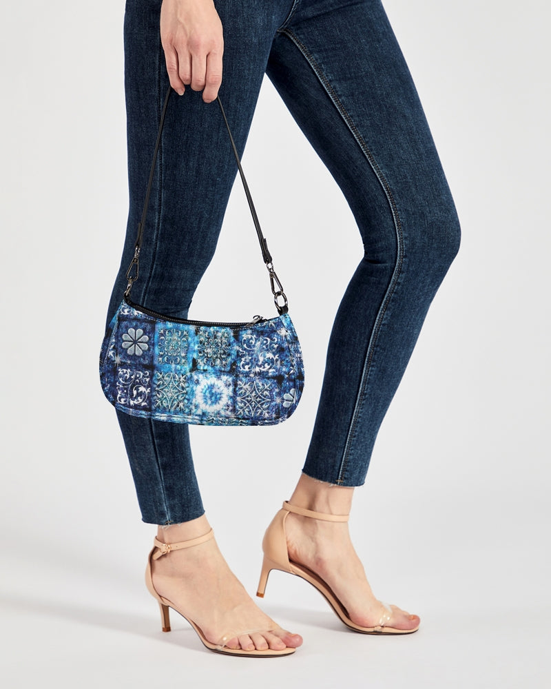 Blue Ice Crystals Motif Petite Canvas Pouch