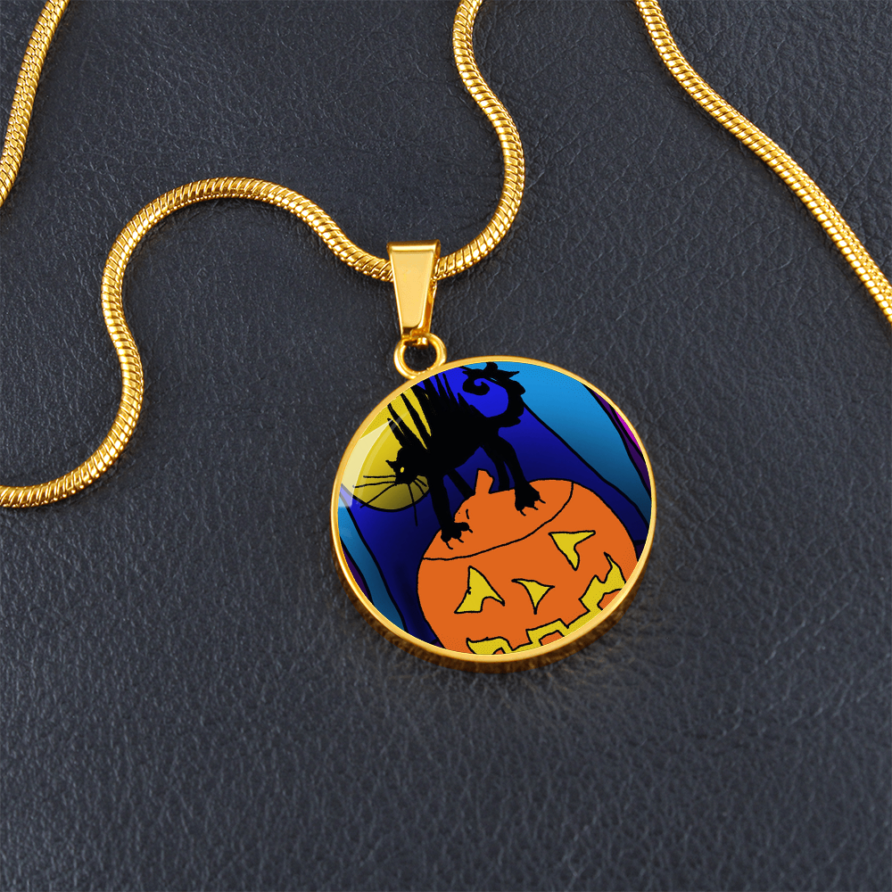 Cat on a Pumpkin Necklace