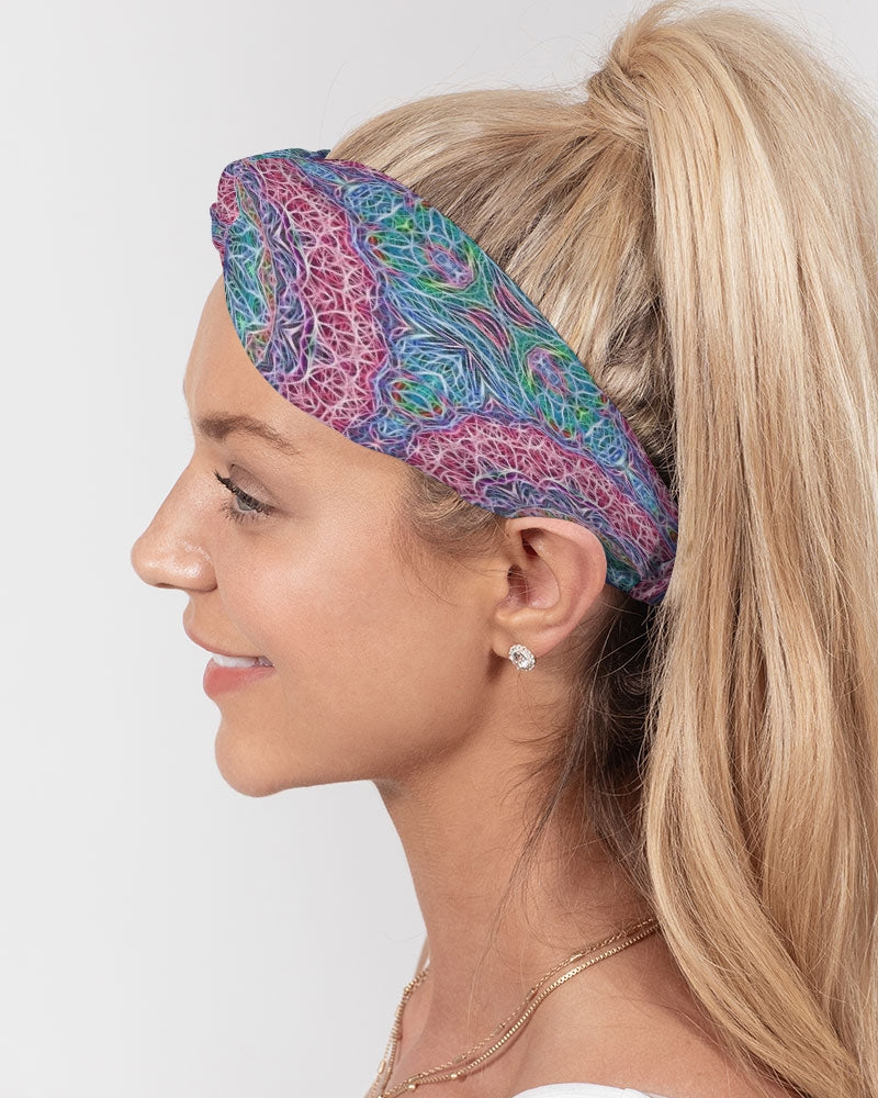 Blue Red Snowflake Kaleidoscope Twist Knot Headband Set