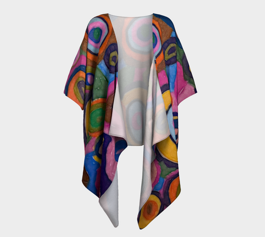 Warm Autumn Bubbles Draped Kimono
