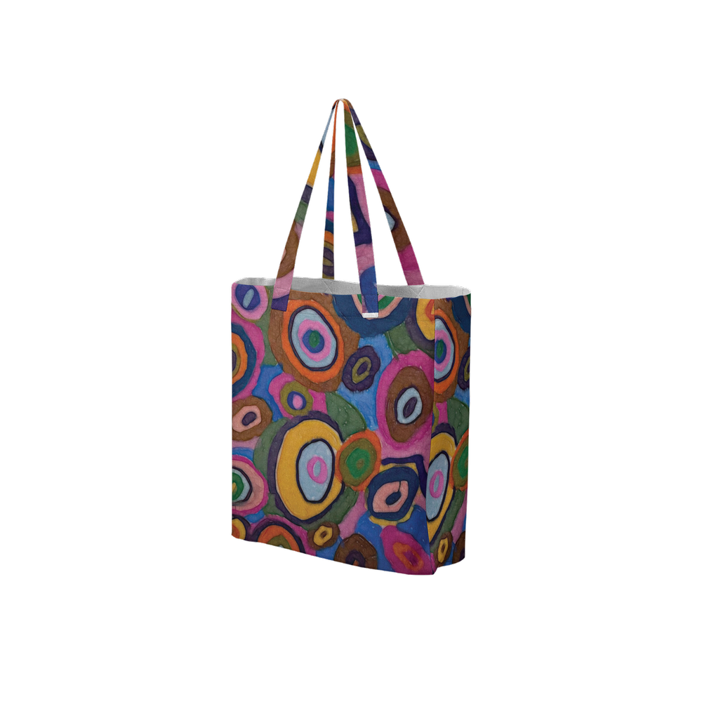 Warm Autumn Bubbles Large City Tote Bag Lined with Inside Pocket – Linen Like Fabric