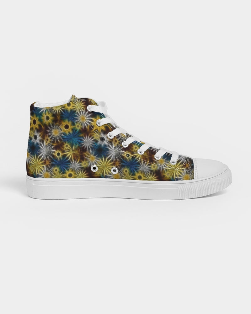 Blue and Yellow Glowing Daisies Women's Hightop Canvas Shoe