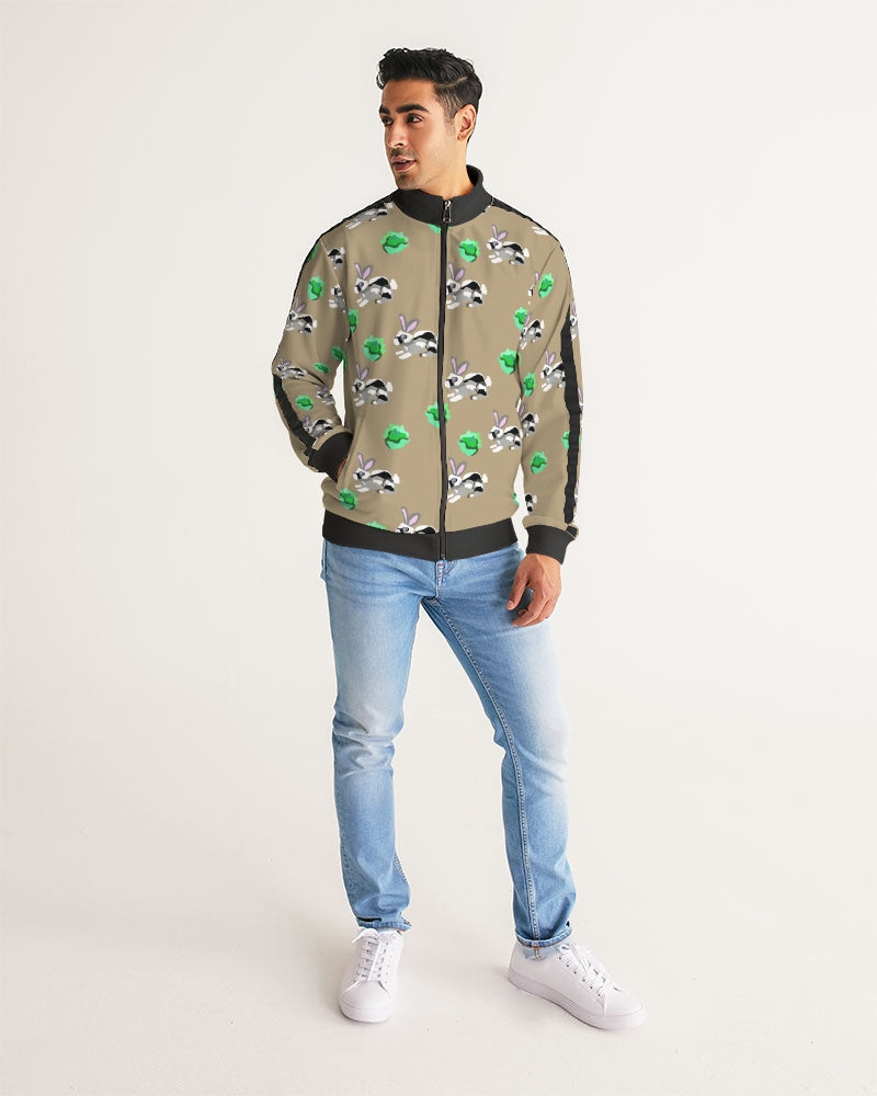 Bunnies Pattern Men's All-Over Print Stripe Sleeve Track Jacket