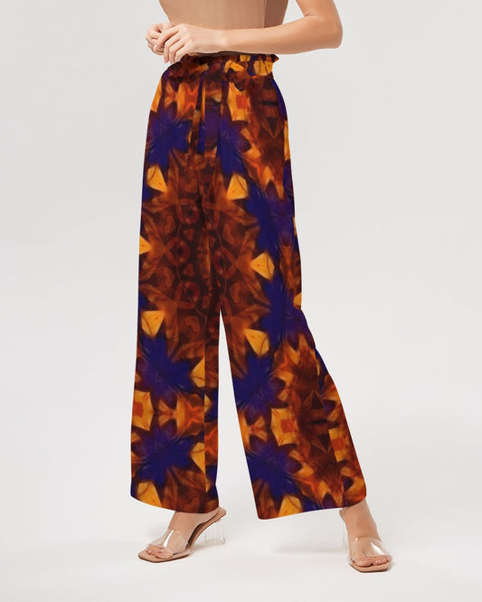 Blue Orange Red Kaleidoscope Women's All-Over Print High-Rise Wide Leg Pants