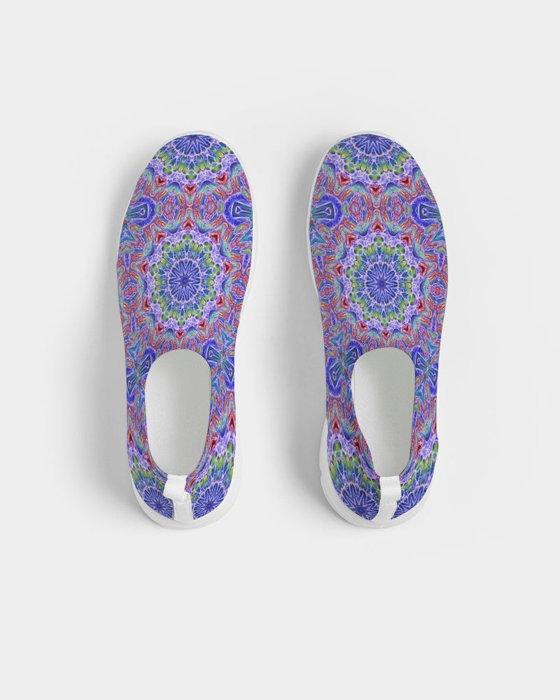 Blue Red Kaleidoscope Men's Slip-On Flyknit Shoe