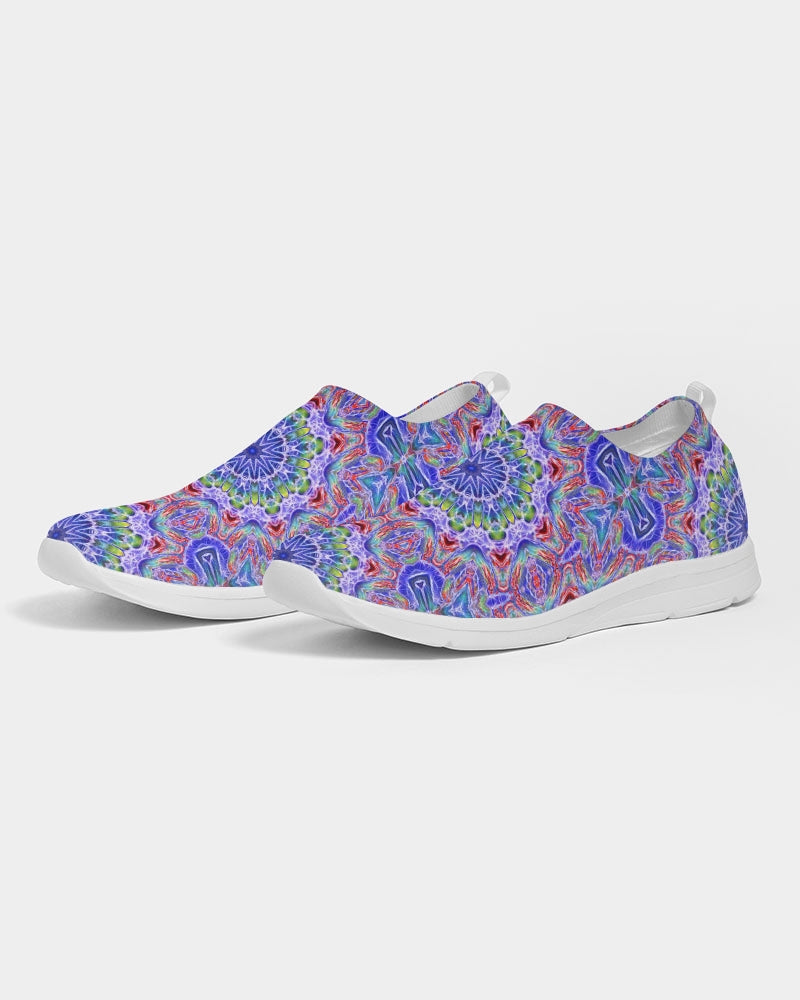 Blue Red Kaleidoscope Women's Slip-On Flyknit Shoe