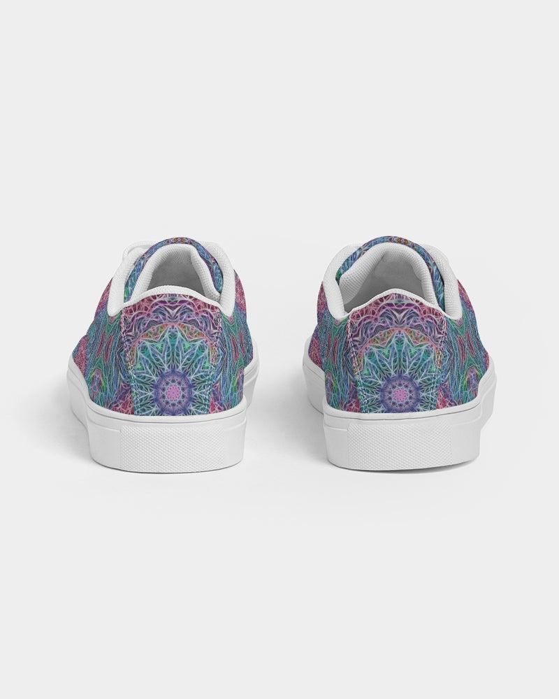 Blue Red Snowflake Kaleidoscope Women's Faux-Leather Sneaker
