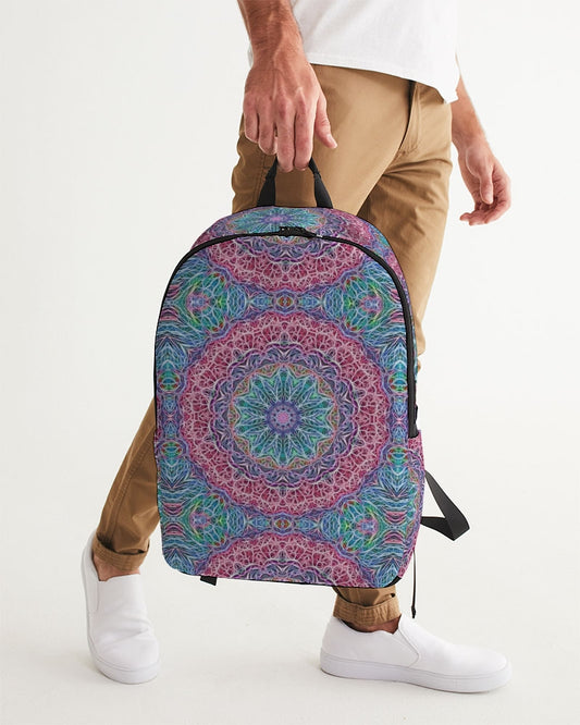 Blue Red Snowflake Kaleidoscope Large Backpack
