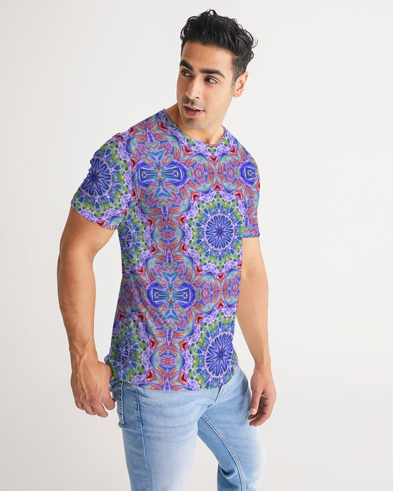 Blue Red Kaleidoscope Men's All-Over Print Tee