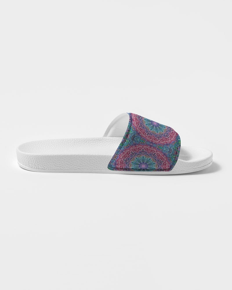 Blue Red Snowflake Kaleidoscope Women's Slide Sandal