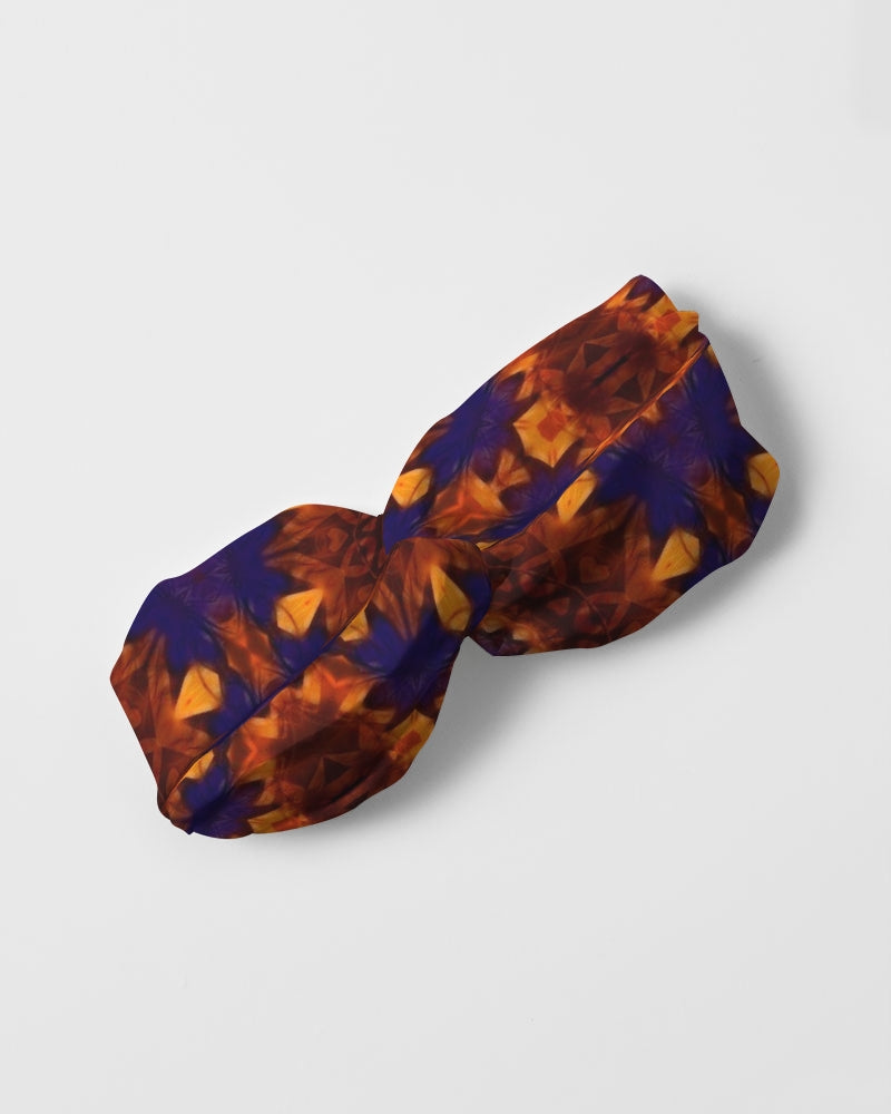 Blue Orange Red Kaleidoscope Twist Knot Headband Set