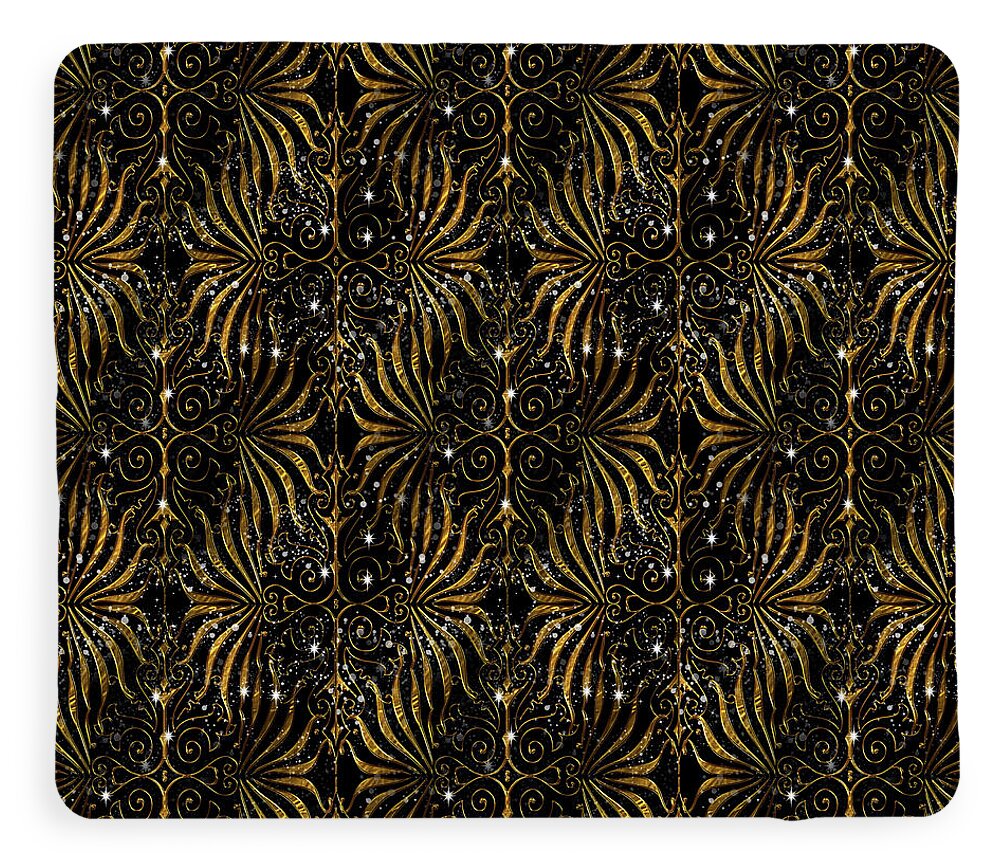 Black and Gold Victorian Sparkle - Blanket