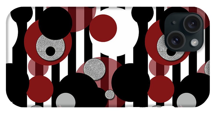 Black and White Stripes Red Dots - Phone Case