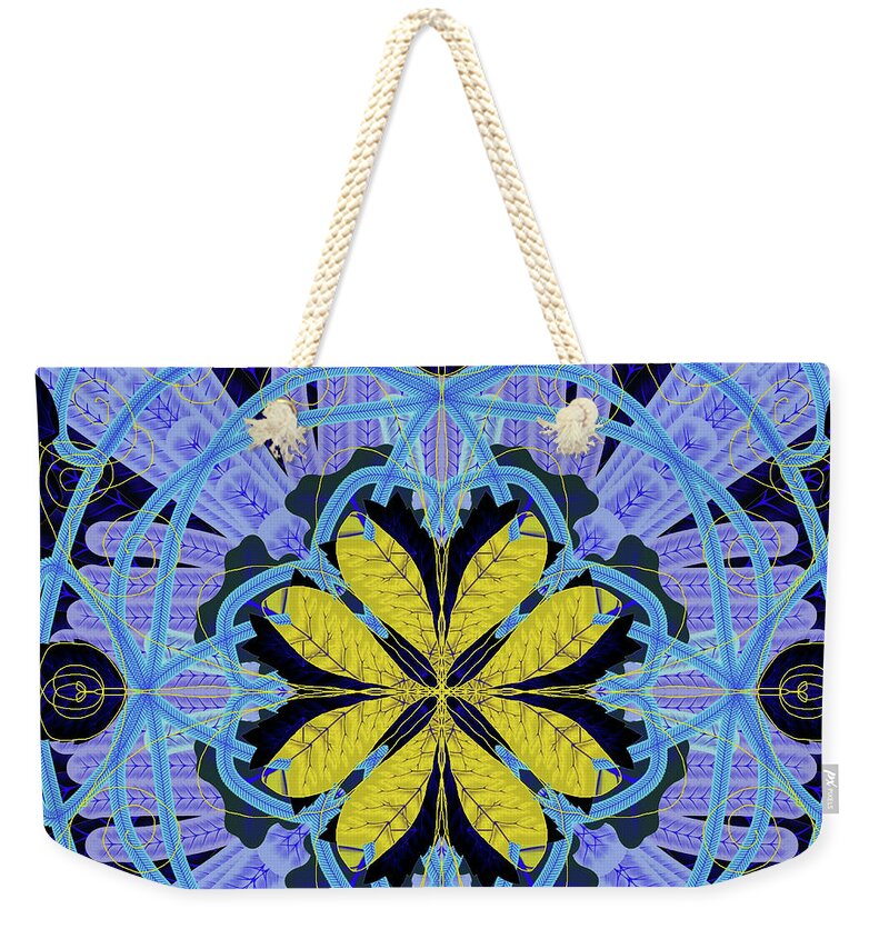 Blue and Yellow Leaf Mandala - Weekender Tote Bag