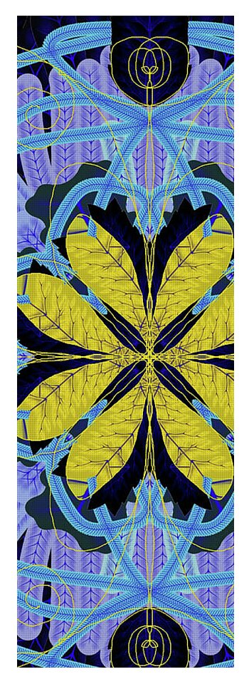 Blue and Yellow Leaf Mandala - Yoga Mat