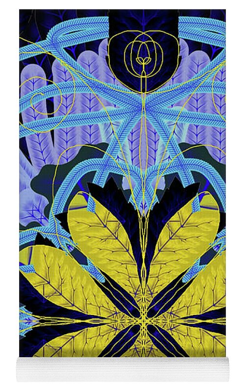 Blue and Yellow Leaf Mandala - Yoga Mat